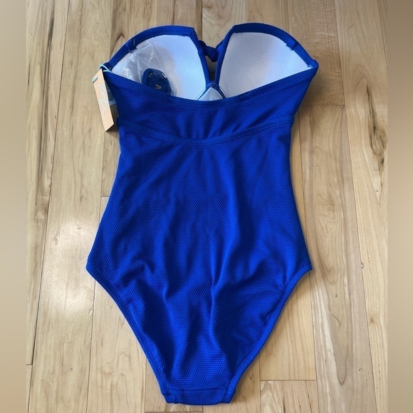 Kona Sol cobalt blue pique Bandau molded cup one piece bathing suit NWT - Picture 6 of 10